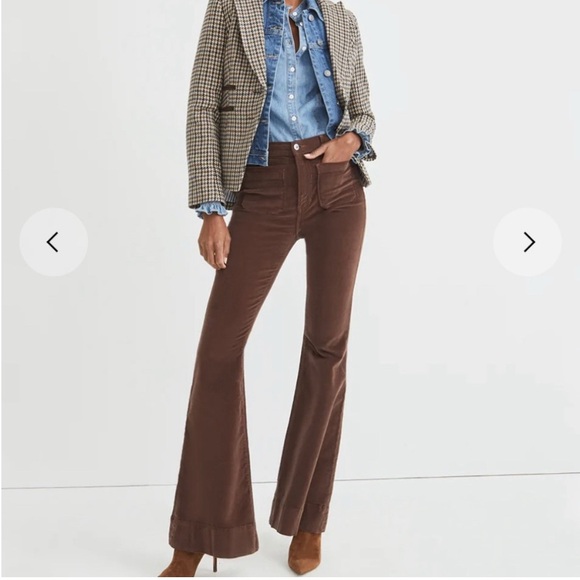 Veronica Beard Sheridan Bell Bottom Flare Corduroy Pants in Brown Size 25 - Picture 3 of 15